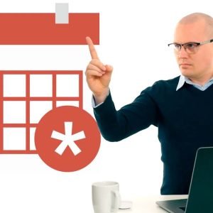 Karl Emil Nikka framför kalender