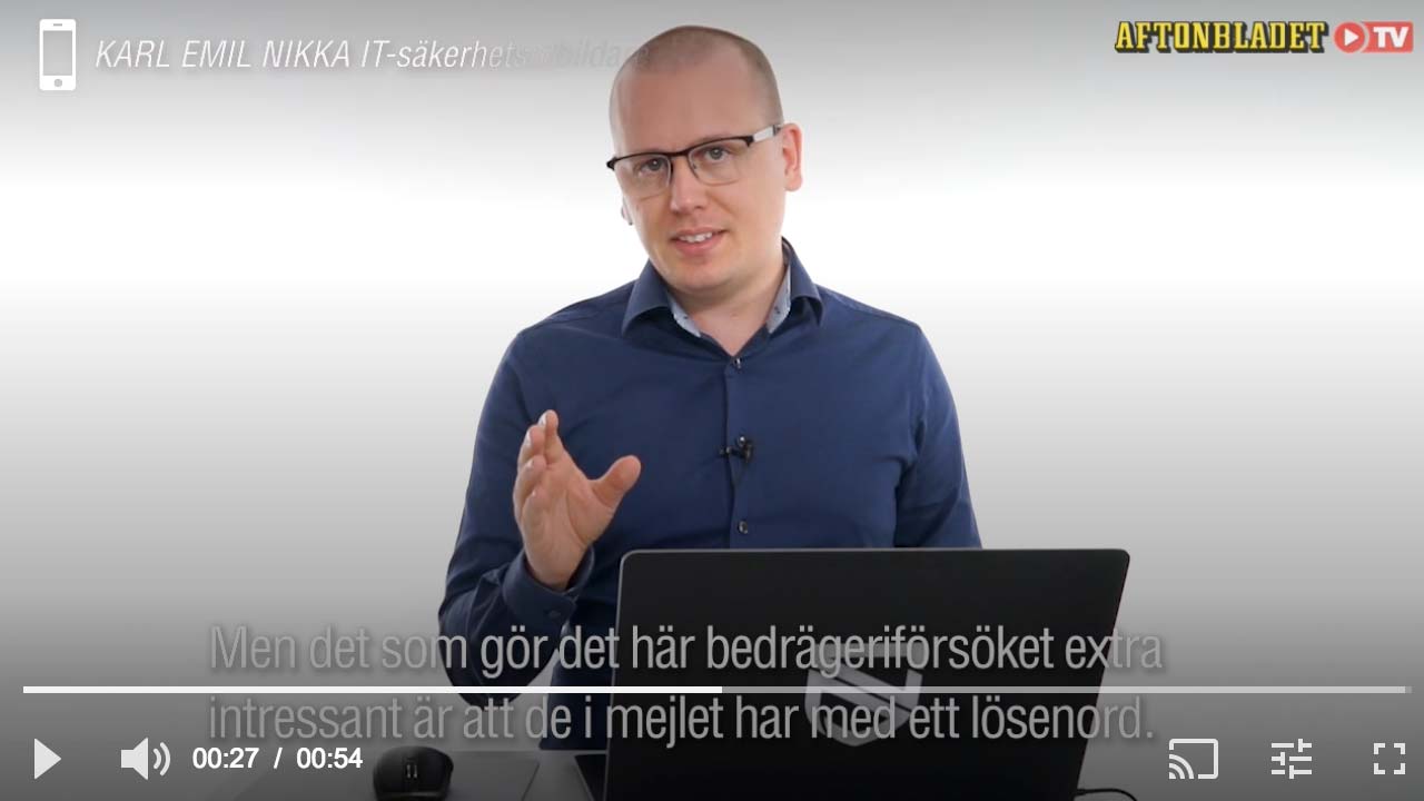 Karl Emil Nikka berättar om utpressningen i Aftonbladet TV