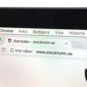 Chrome skriver "inte säker" på Stockholm stads webbplats.