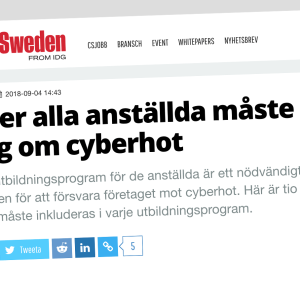 Artikel om IT-säkerhetsutbildning på Computer Sweden
