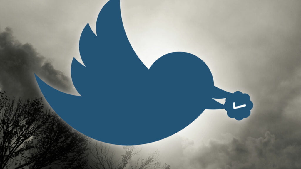 Dykande Twitter-fågel med verifieringsmärke
