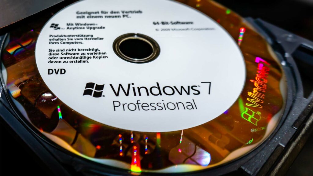 Windows 7-skiva i DVD-läsare