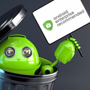 Android-figur i soptunna
