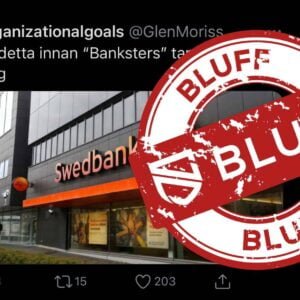 Sponsrat Twitter-inlägg med texten "Se detta innan Banksters tar sitt nästa steg".