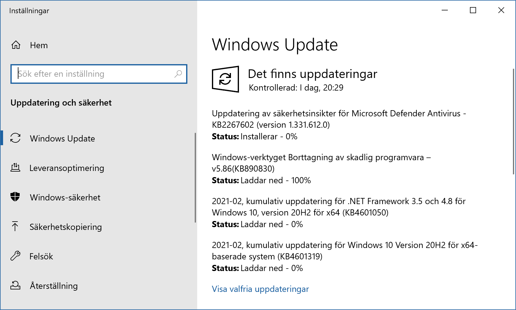 Windows Update installerar februaris säkerhetsuppdateringar.