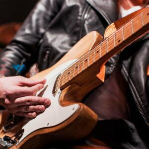 Rockgitarrist på scen
