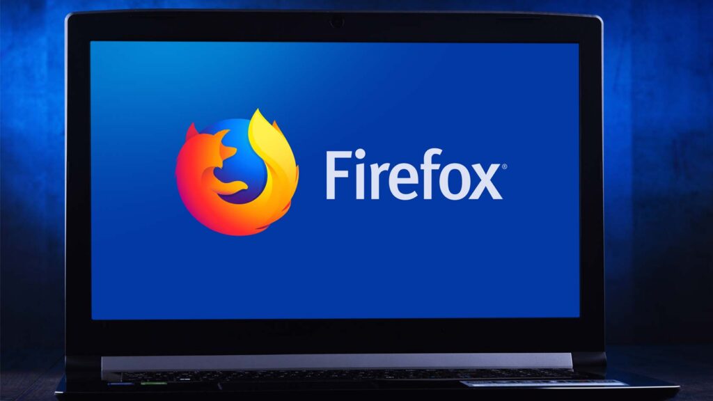 Firefox logotyp på bärbar dator.