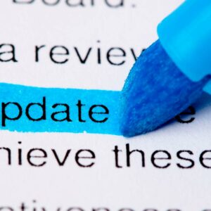 En överstrykningspenna markerar ordet "update".