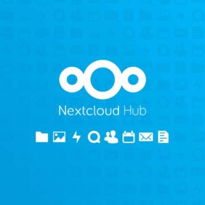 Nextclouds logotyp tillsammans med Nextcloud-apparnas ikoner.