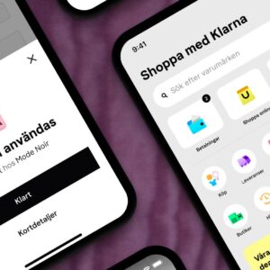 Mobiltelefoner med Klarnas app.