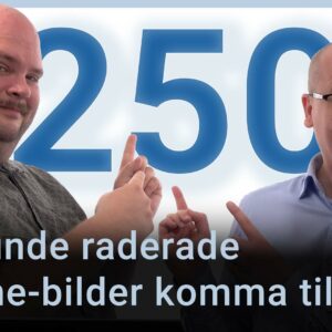 Peter och Nikka står vid sina mikrofoner. Texten ”Så kunde raderade Iphone-bilder komma tillbaka” är stämplad ovanpå.