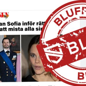 Skärmdump av falsk Facebook-annons som ser ut att leda till Expressen. Bluffstämpeln är stämplad ovanpå.