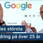 Peter Esse och Karl Emil Nikka står i poddstudion. I bakgrunden syns Googles startsida.