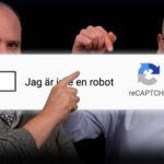 Peter Esse och Karl Emil Nikka pekar på en captcha-ruta med texten ”Jag är inte en robot”.
